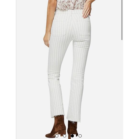FRAME DENIM LE BARDOT STRIPE CROP FLARE JEANS COURTYARD NAUTICAL SIZE 31 NWOT - Picture 2 of 10